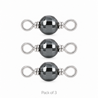 Pack of 3 Hematite Rock Candy single connectors in Solid 14K White Gold
