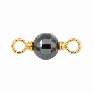 Hematite Rock Candy single connector in solid 14K yellow gold