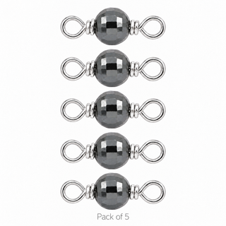 Pack of 5 Hematite Rock Candy single connectors in Sterling Silver