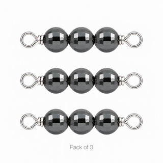 Pack of 3 Hematite Rock Candy Triple connectors in Solid 14K White Gold