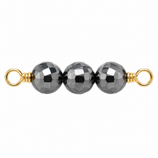 Hematite Rock Candy triple connector in solid 14K yellow gold