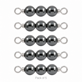 Pack of 5 Hematite Rock Candy triple connectors in Sterling Silver