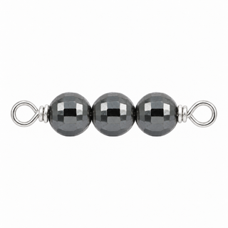 Hematite Rock Candy triple connector in Sterling Silver