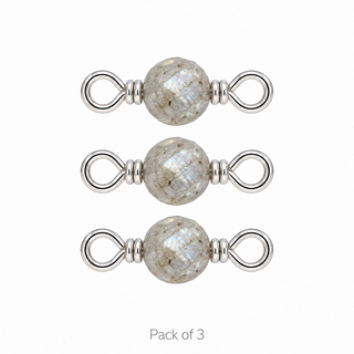 Pack of 3 Labradorite Rock Candy single connectors in Solid 14K White Gold