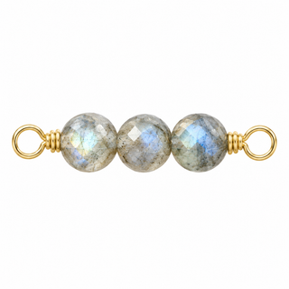 Labradorite Rock Candy triple connector in solid 14K yellow gold