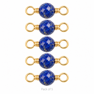 Pack of 5 Lapis Rock Candy single connectors in Gold Filled