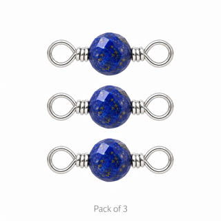 Pack of 3 Lapis Rock Candy single connectors in Solid 14K White Gold