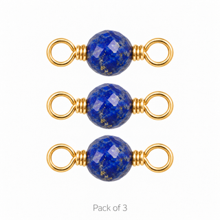Pack of 3 Lapis Rock Candy single connectors in Solid 14K Yellow Gold