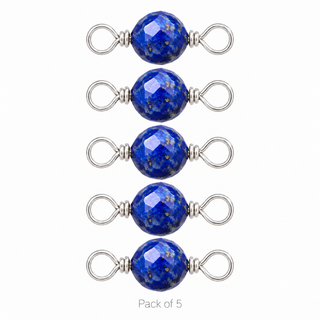 Pack of 5 Lapis Rock Candy single connectors in Sterling Silver