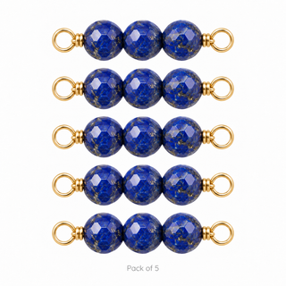 Pack of 5 Lapis Rock Candy triple connectors in Gold Filled