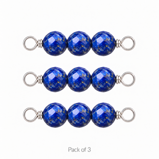 Pack of 3 Lapis Rock Candy Triple connectors in Solid 14K White Gold