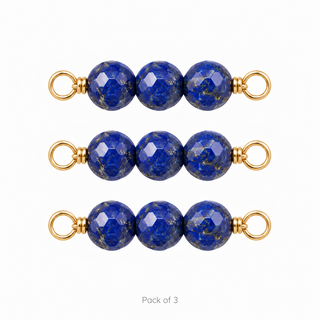 Pack of 3 Lapis Rock Candy Triple connectors in Solid 14K Yellow Gold