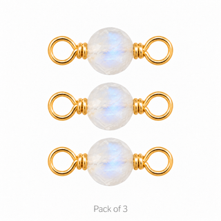 Pack of 3 Moonstone Rock Candy single connectors in Solid 14K Yellow Gold