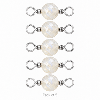 Pack of 5 Moonstone Rock Candy single connectors in Sterling Silver