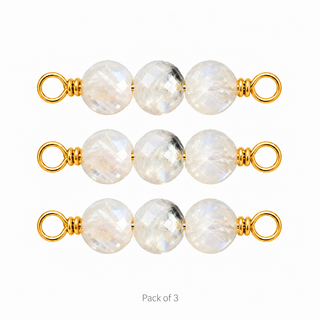 Pack of 3 Moonstone Rock Candy Triple connectors in Solid 14K Yellow Gold