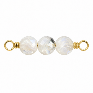 Moonstone Rock Candy triple connector in solid 14K yellow gold