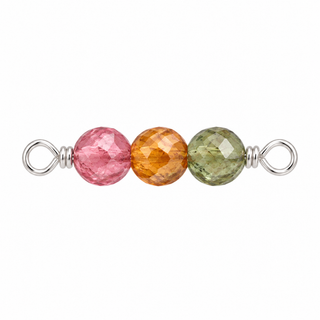Multi Tourmaline Rock Candy triple connector in Solid 14K White Gold
