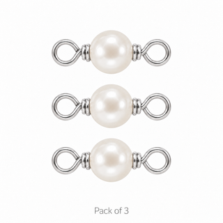 Pack of 3 Pearl Rock Candy single connectors in Solid 14K White Gold