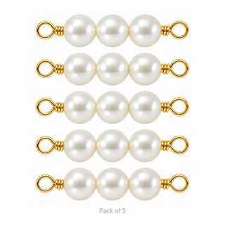 Pack of 5 Pearl Rock Candy triple connectors in Gold Filled