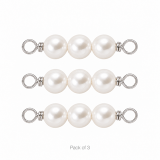 Pack of 3 Pearl Rock Candy Triple connectors in Solid 14K White Gold