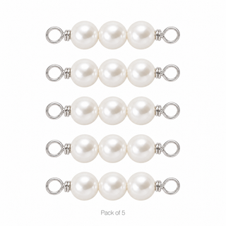 Pack of 5 Pearl Rock Candy triple connectors in Sterling Silver