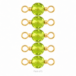 Pack of 5 Peridot Rock Candy single connectors in Gold Filled