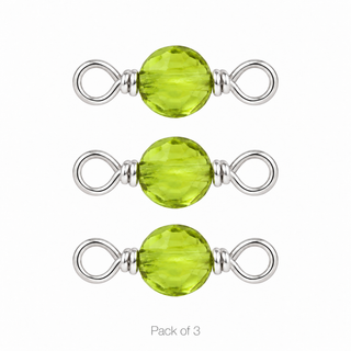 Pack of 3 Peridot Rock Candy single connectors in Solid 14K White Gold