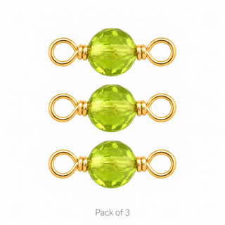 Pack of 3 Peridot Rock Candy single connectors in Solid 14K Yellow Gold