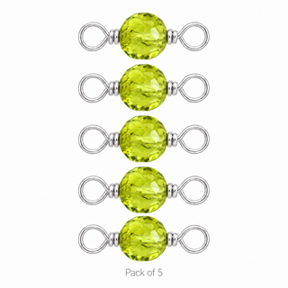 Pack of 5 Peridot Rock Candy single connectors in Sterling Silver
