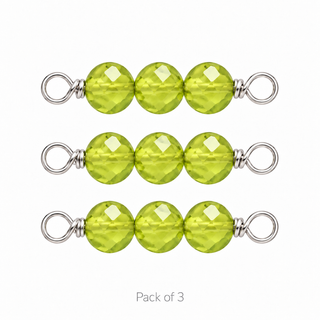 Pack of 3 Peridot Rock Candy Triple connectors in Solid 14K White Gold