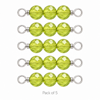 Pack of 5 Peridot Rock Candy triple connectors in Sterling Silver