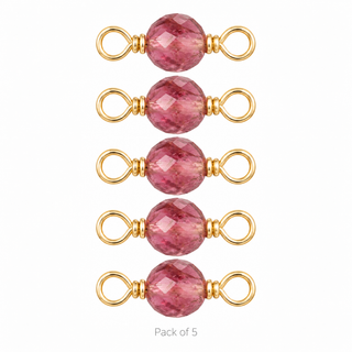 Pack of 5 Pink Tourmaline Rock Candy single connectors in Gold Filled