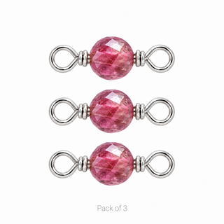 Pack of 3 Pink Tourmaline Rock Candy single connectors in Solid 14K White Gold