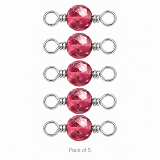 Pack of 5 Pink Tourmaline Rock Candy single connectors in Sterling Silver