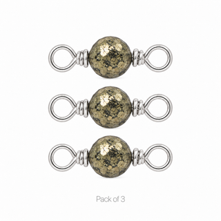 Pack of 3 Pyrite Rock Candy single connectors in Solid 14K White Gold