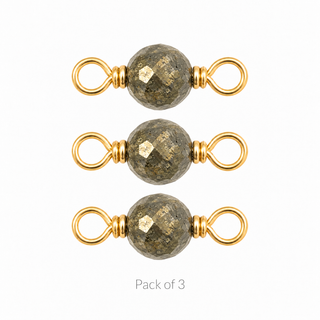 Pack of 3 Pyrite Rock Candy single connectors in Solid 14K Yellow Gold