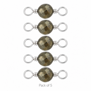 Pack of 5 Pyrite Rock Candy single connectors in Sterling Silver