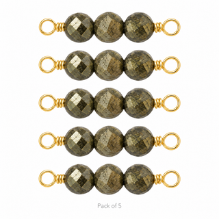 Pack of 5 Pyrite Rock Candy triple connectors in Gold Filled