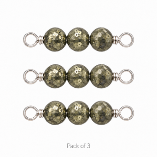 Pack of 3 Pyrite Rock Candy Triple connectors in Solid 14K White Gold