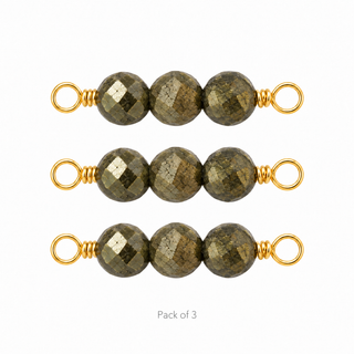 Pack of 3 Pyrite Rock Candy Triple connectors in Solid 14K Yellow Gold
