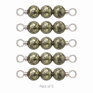 Pack of 5 Pyrite Rock Candy triple connectors in Sterling Silver