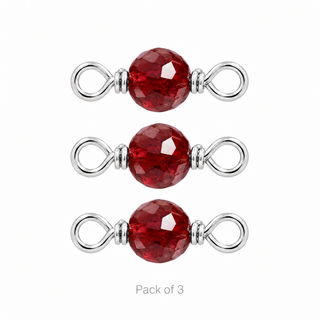 Pack of 3 Red Garnet Rock Candy single connectors in Solid 14K White Gold