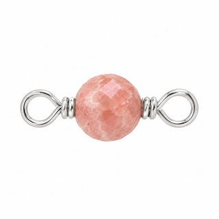 Rhodochrosite Rock Candy single connector in Solid 14K White Gold