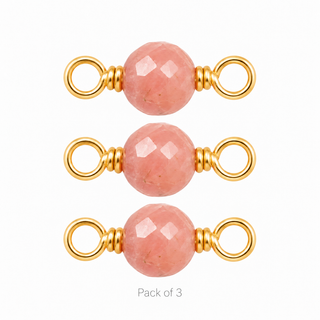 Pack of 3 Rhodochrosite Rock Candy single connectors in Solid 14K Yellow Gold