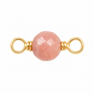 Rhodochrosite Rock Candy single connector in solid 14K yellow gold