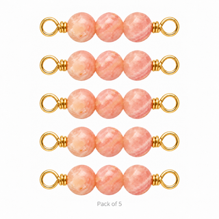 Pack of 5 Rhodochrosite Rock Candy triple connectors in Gold Filled