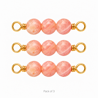 Pack of 3 Rhodochrosite Rock Candy Triple connectors in Solid 14K Yellow Gold
