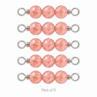 Pack of 5 Rhodochrosite Rock Candy triple connectors in Sterling Silver