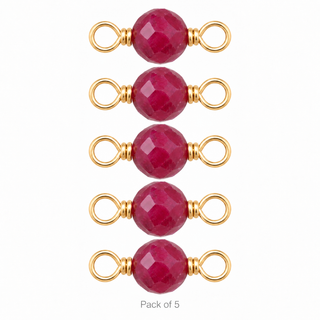 Pack of 5 Ruby Rock Candy single connectors in Gold Filled