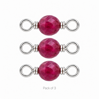 Pack of 3 Ruby Rock Candy single connectors in Solid 14K White Gold